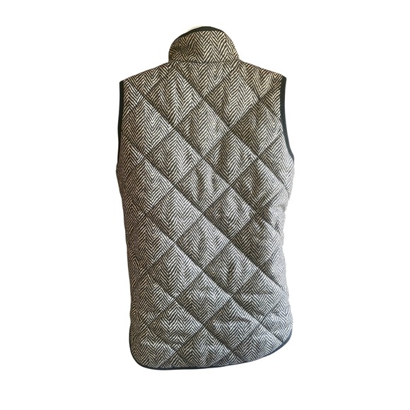 J Crew Herringbone Quilted Puffer Vest Womens XXS Sleeveless Black Beige - Picture 3 of 6